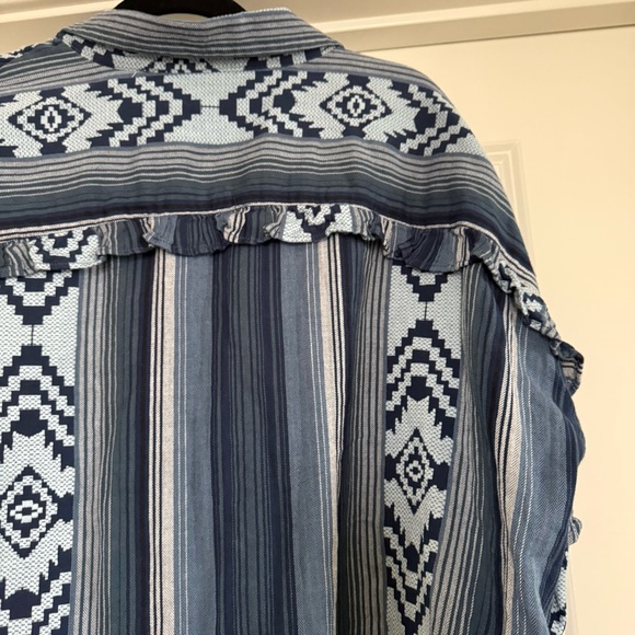 Wrangler Retro large Coastal Cowgirl Aztec Southwestern Cotton Snap button shirt - Picture 5 of 16